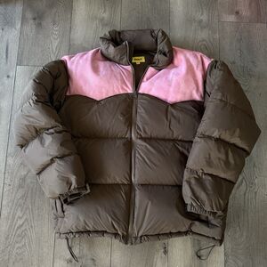 Golf Wang Duck Down Puffer Tyler The Creator Brown Pink Jacket  - Size XL